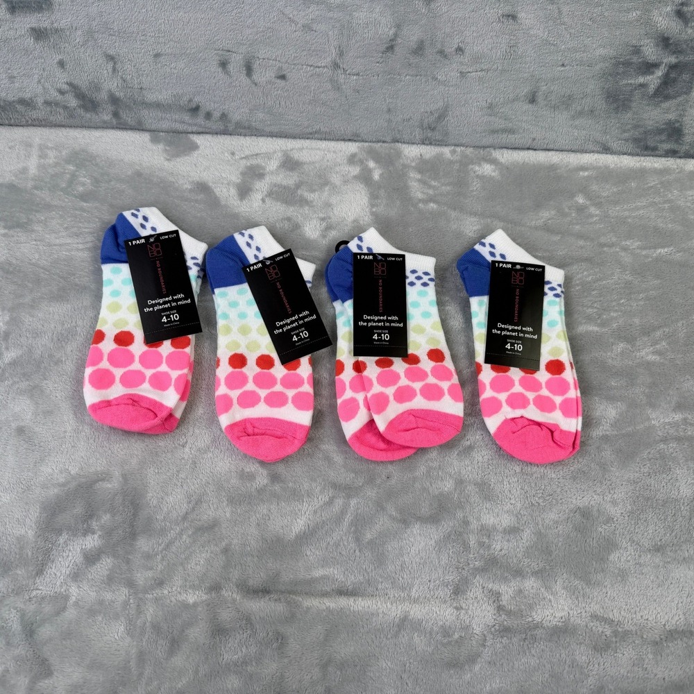 No Boundaries Womens Low Cut Socks 4 Pair Set Polka Dot Multi Color Size 4-10